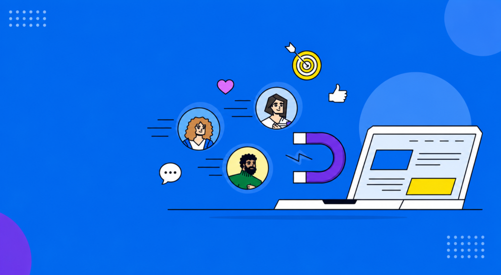 Marketing and lead generation graphic featuring customer growth strategies, conversion optimization, and business expansion methods.