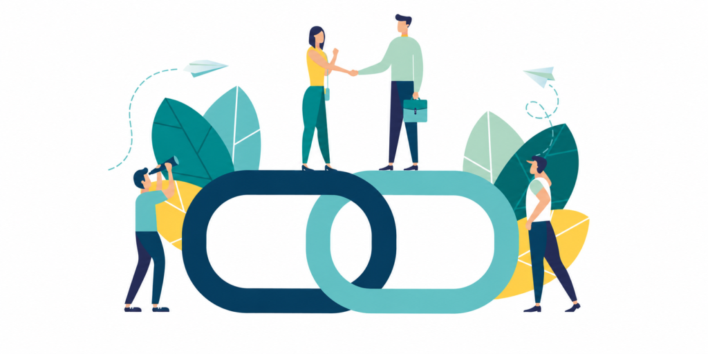 Business partnership and link building illustration