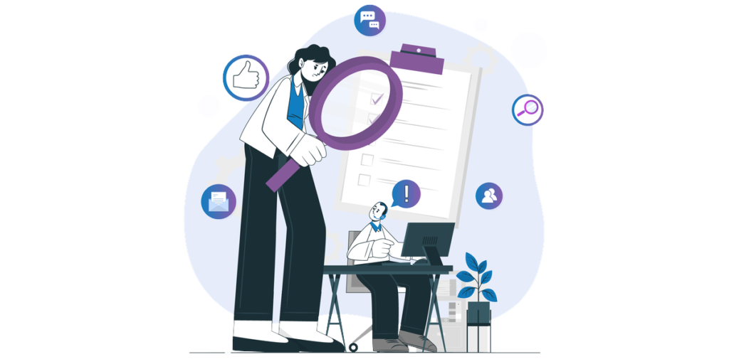 On-page SEO illustration showing a writer creating and optimizing website content on a laptop to improve search engine rankings and user experience